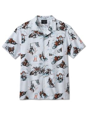 Harley-Davidson Men's Twisty Aloha Print  Button-Up Camp Short Sleeve Shirt